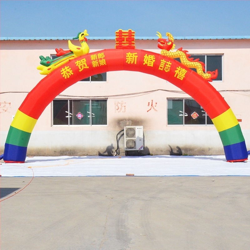 Esküvői szivárványos felfújható kapu ív világítással – Dragon és Phoenix motívum, Oxford anyag, csomag: táska, LGQ/M márka, esküvőkre