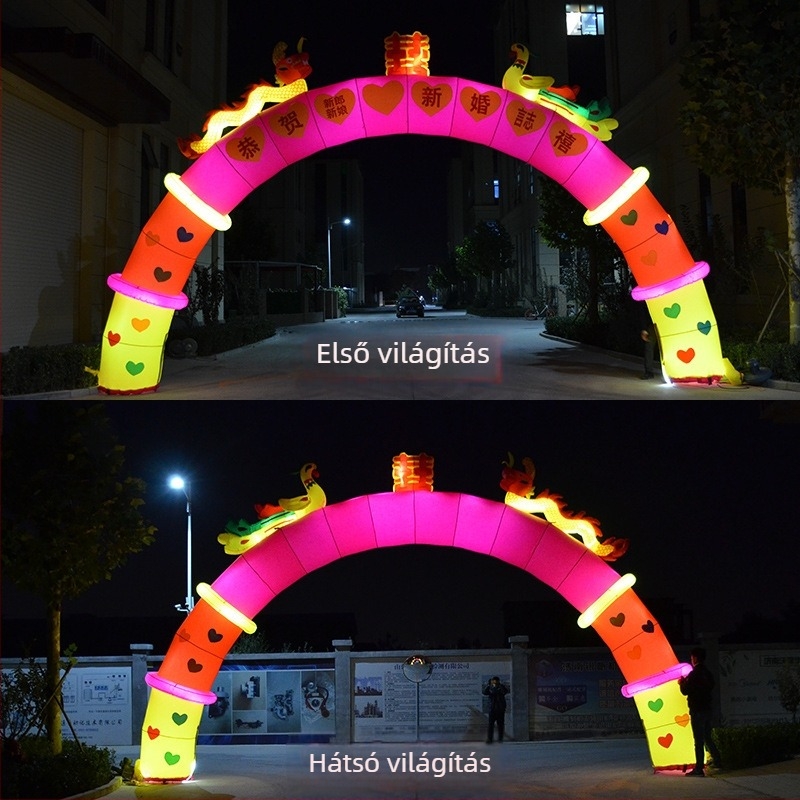 Esküvői szivárványos felfújható kapu ív világítással – Dragon és Phoenix motívum, Oxford anyag, csomag: táska, LGQ/M márka, esküvőkre
