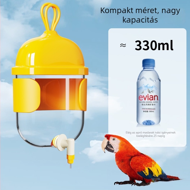 Papagáj vízpalack, műanyag, függő itató madarak számára, univerzális