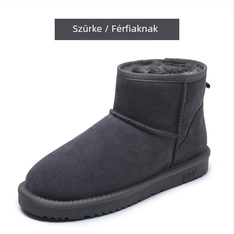Férfi téli hócipő valódi bőr felsővel, belső műszőrme bélés, kopásálló gumitalp, csúszásmentes, varrott konstrukció