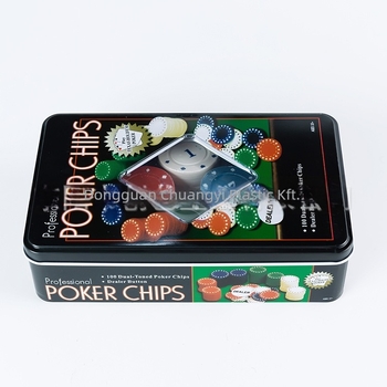 Texas Hold'em póker zsetonok készlet – 100 darab PS anyagú zseton, fémdobozban