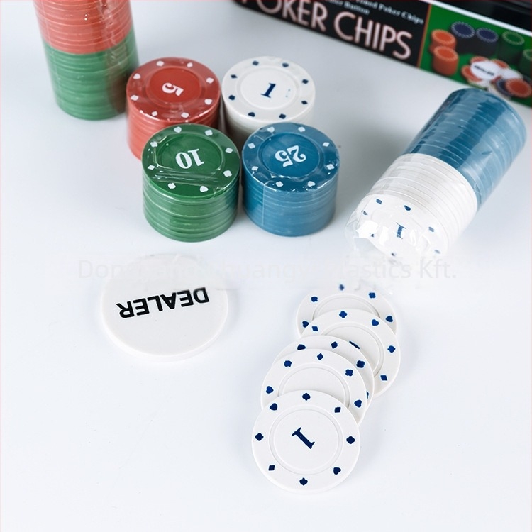 Texas Hold'em póker zsetonok készlet – 100 darab PS anyagú zseton, fémdobozban