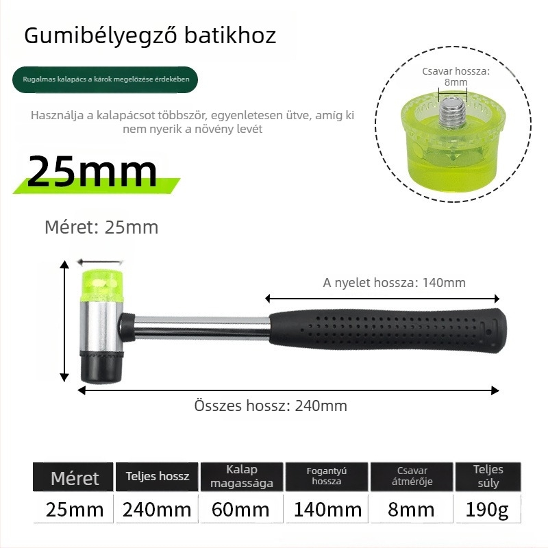 Gyerekeknek szóló textilnyomó készlet: mintázó kalapács, modell 002