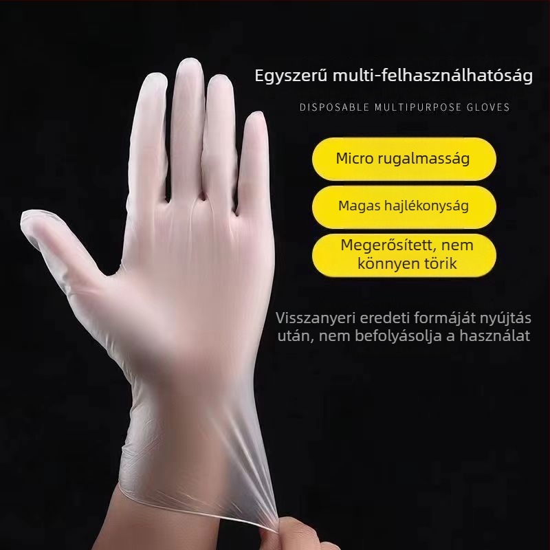 Egyszer használatos PVC vizsgálati kesztyűk - pormentes, közepes vastagság, cateringhez, konyhához és otthonhoz