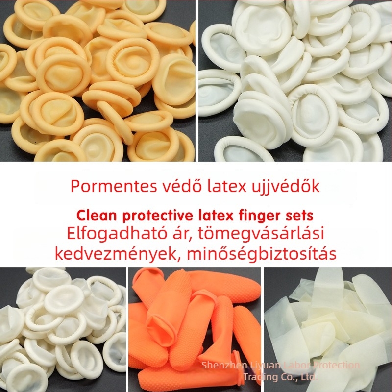 Egyszer használatos latex ujjvédő hüvely, kopásálló, antistatikus, porálló, megvastított, csúszásmentes