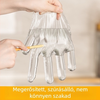 Egyszer használatos PE kesztyűk, élelmiszer-minőségű, vastított, dobozos csomagolásban