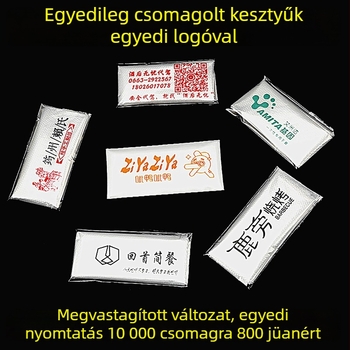 Egyszer használatos kesztyűk, egyedi csomagolásban, vastagított éttermi felhasználásra; alkalmas homárhoz, grillhez és pizzához
