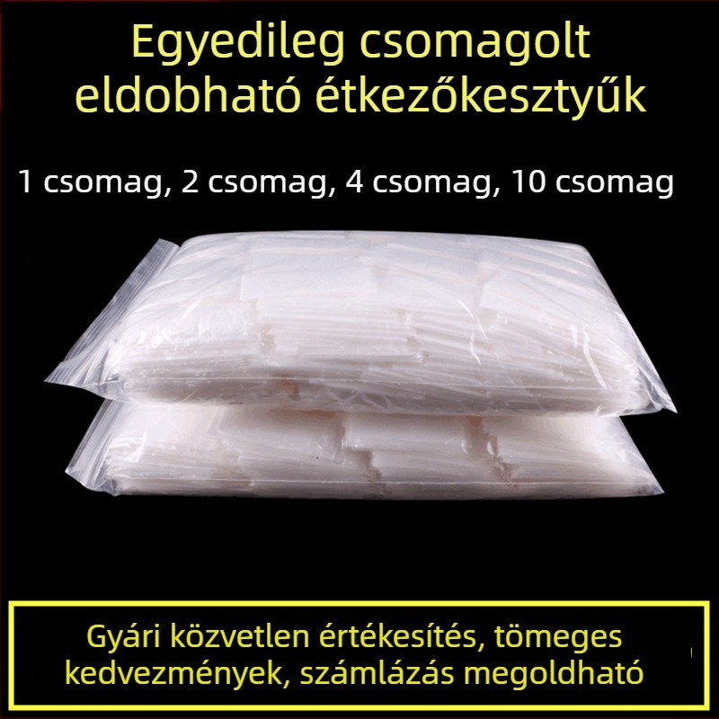 Egyszer használatos kesztyűk, egyedi csomagolásban, vastagított éttermi felhasználásra; alkalmas homárhoz, grillhez és pizzához