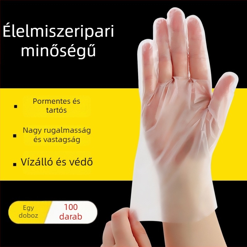 Élelmiszer-minőségű TPE egyszer használatos kesztyűk, otthoni használatra, konyhai tisztításhoz, vastagabbak, tartósak, olajálló és szennyeződésálló