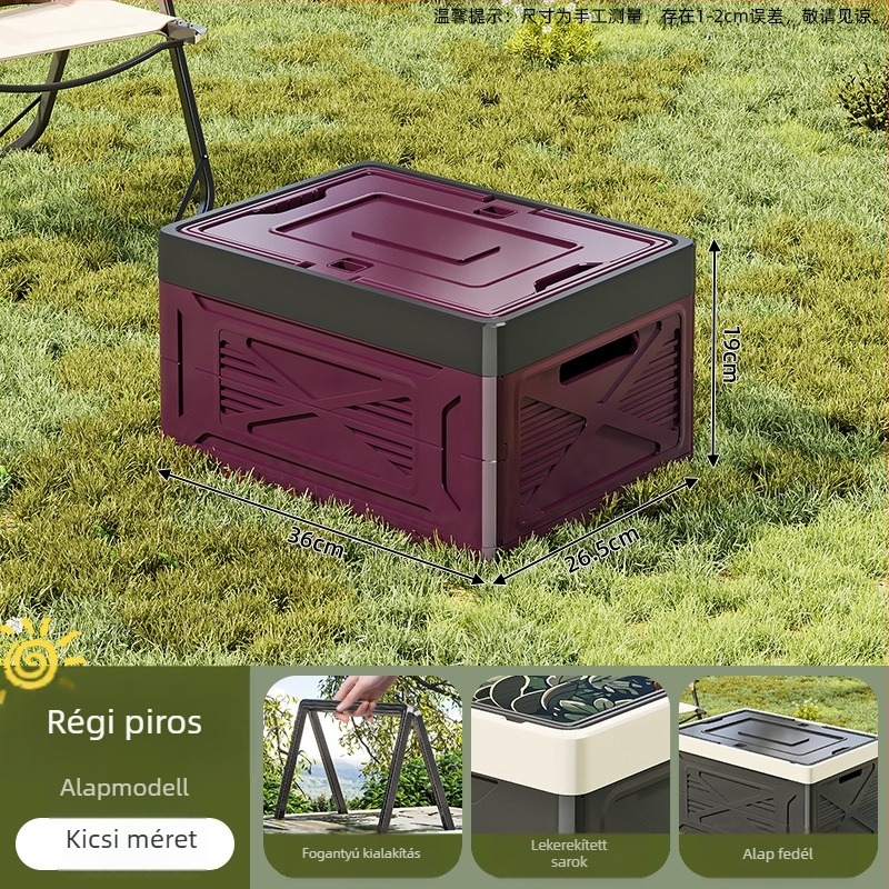 Összecsukható PP műanyag tároló doboz kempingezéshez és háztartási használatra — nagy kapacitás, hordozható, por- és nedvességálló, autócsomagtartóhoz alkalmas