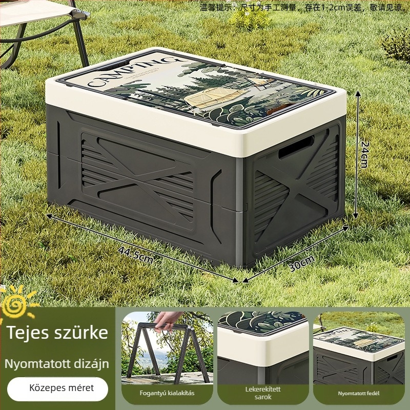 Összecsukható PP műanyag tároló doboz kempingezéshez és háztartási használatra — nagy kapacitás, hordozható, por- és nedvességálló, autócsomagtartóhoz alkalmas
