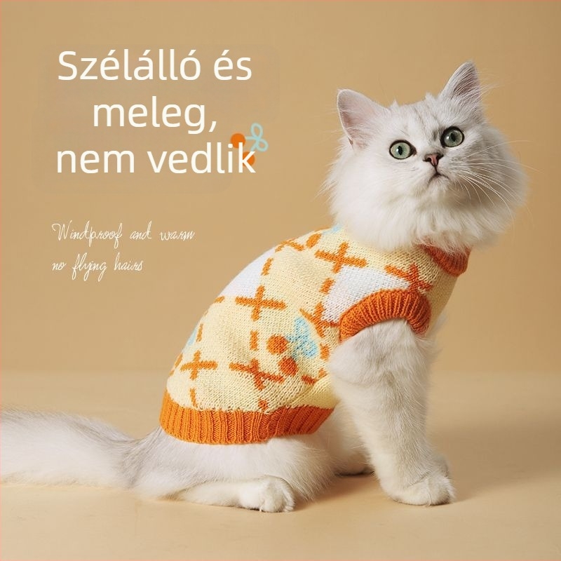 Téli macska mellény ezüstös gradienttel — meleg, szélálló, szőrhullást gátló