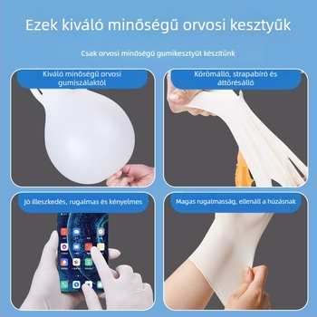 Orvosi egyszer használatos latex kesztyűk vizsgálatra és műtétekre, magas rugalmasságú védő kesztyűk, márka Oulangan, egyenként csomagolt