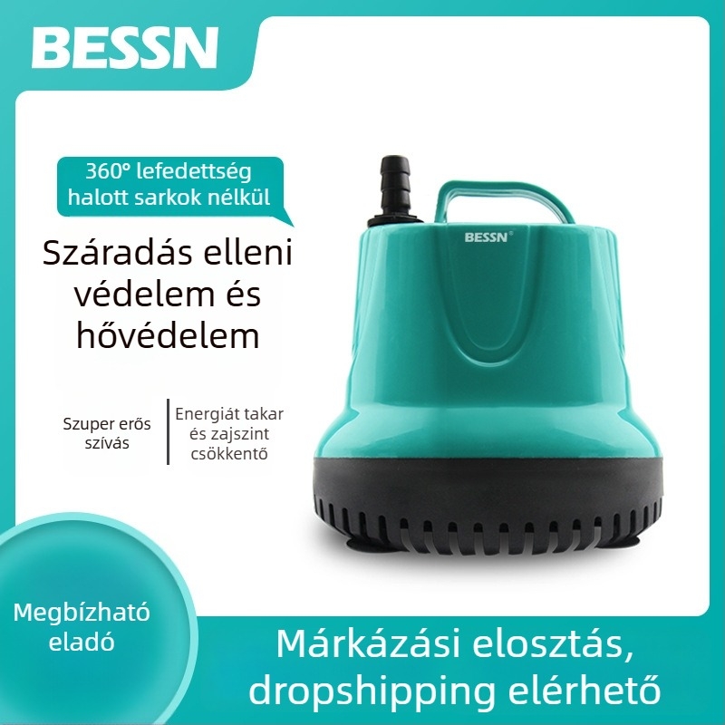 BESSN akváriumi merülő vízszivattyú alsó szívóval, csendes működés, vízcsere céljára