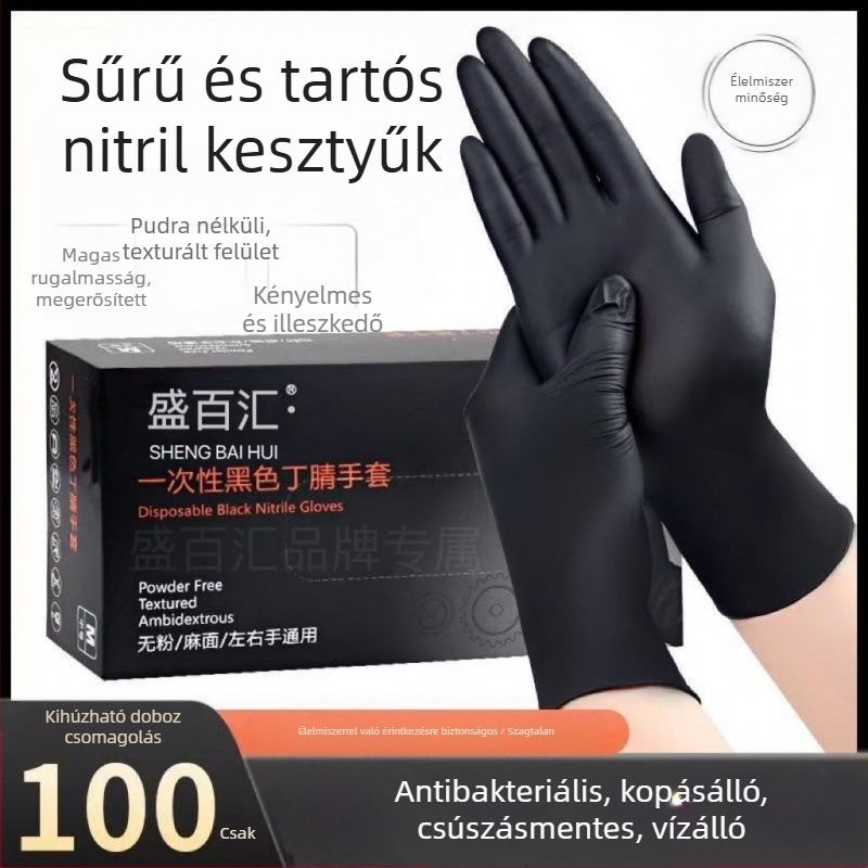 Egyszer használatos kesztyűk szintetikus gumiból, élelmiszer-minőségű, csúszásmentes, vízálló, érintőképernyő-kompatibilis, legfeljebb 0,05 mm vastagságú