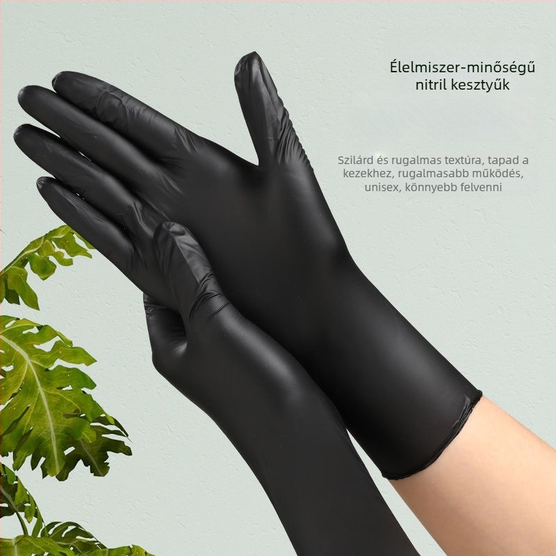 Egyszer használatos kesztyűk szintetikus gumiból, élelmiszer-minőségű, csúszásmentes, vízálló, érintőképernyő-kompatibilis, legfeljebb 0,05 mm vastagságú