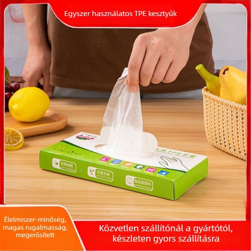 PE egyszer használatos kesztyűk, vastagított, vízálló, csúszásmentes, élelmiszer-minőség