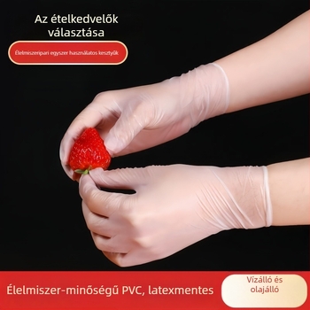 Egyszer használatos PVC kesztyűk, élelmiszer-minőségű, vastagság 0,05–0,1 mm, vízálló