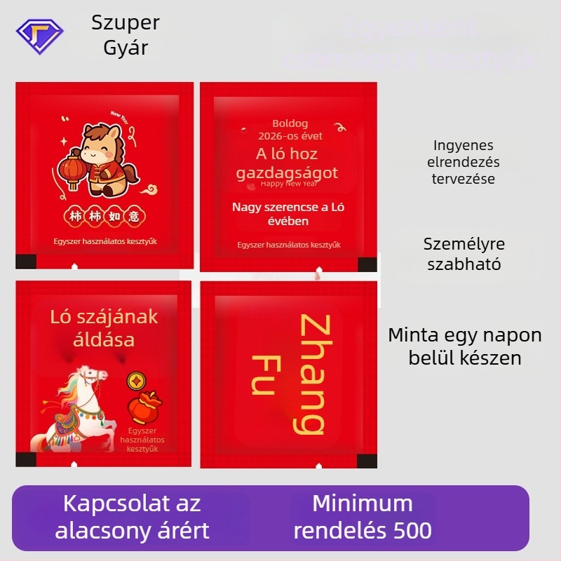 Egyszer használatos PE kesztyűk, élelmiszer-minőségű, vastagság >0,3 mm, testreszabható minta, önálló csomagolás