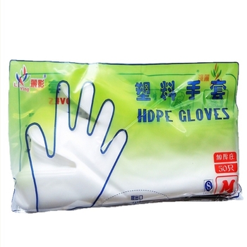 Egyszer használatos, vastagított műanyag kesztyűk, matt felületűek és átlátszóak, olaj- és vízállóak, alkalmas cateringhez – sushi és homár