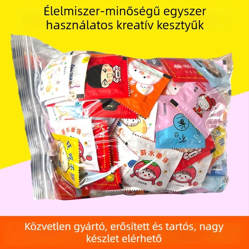 Huamao Plastic élelmiszer-minőségű egyszer használatos kesztyűk étkeztetéshez, egyedi csomagolású, kétcsomagos