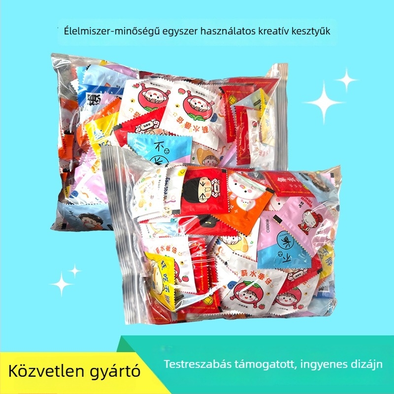 Huamao Plastic élelmiszer-minőségű egyszer használatos kesztyűk étkeztetéshez, egyedi csomagolású, kétcsomagos