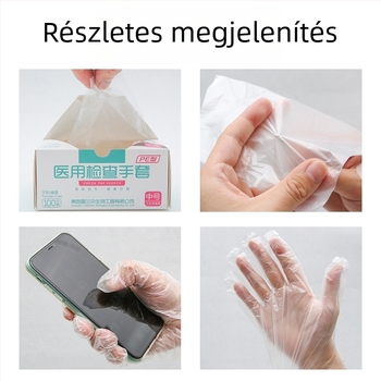 PE egyszer használatos orvosi vizsgálati kesztyűk, élelmiszer-kezeléshez, szépségápoláshoz és fodrászathoz