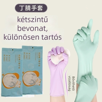 Egyszer használatos nitril kesztyűk háztartási és konyhai tisztításra, élelmiszer-minőség, vastagított, egyszínű kivitel, 200 darabos doboz