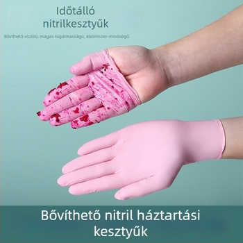 Egyszer használatos nitril kesztyűk háztartási és konyhai tisztításra, élelmiszer-minőség, vastagított, egyszínű kivitel, 200 darabos doboz