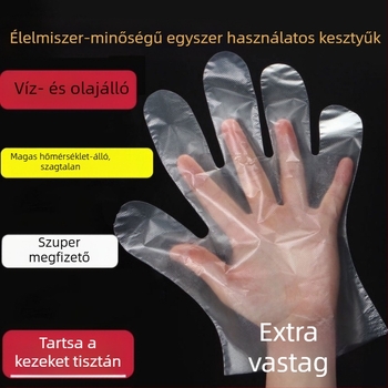 Egyszer használatos átlátszó PE kesztyűk – olajálló, 0,3 mm, erősített