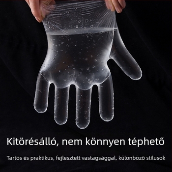 Egyszer használatos átlátszó PE kesztyűk – olajálló, 0,3 mm, erősített