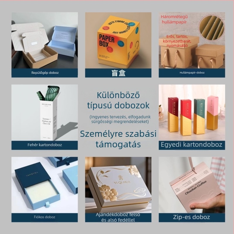 Testre szabott hajlított papírdoboz logónyomtatással, 230 GSM, digitális termékekhez és kozmetikumokhoz
