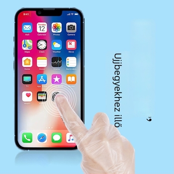 Egyszer használatos háztartási kesztyű TPE-ből, élelmiszer-minőség, átlátszó mintázat, 0,02 mm vastagság, 28 cm hosszú, 100 darab/doboz