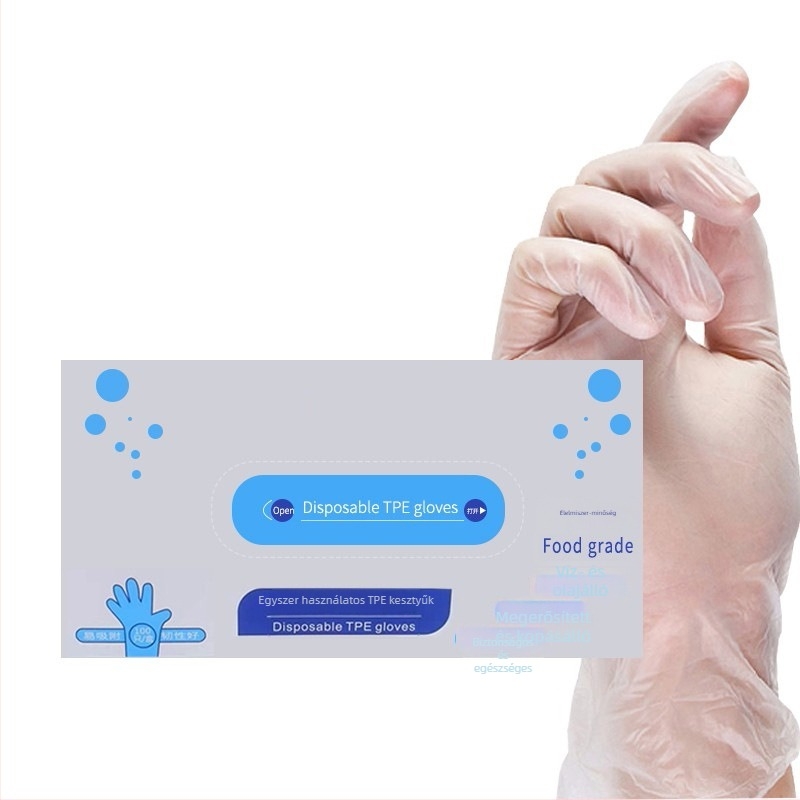 TPE egyszer használatos kesztyűk étkeztetéshez - porálló, egyszínű, műanyag, logó nélküli