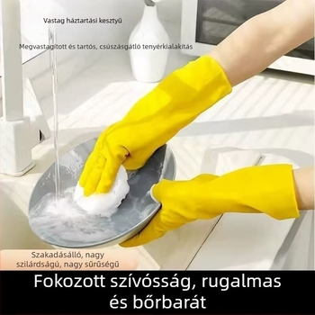 Marha ín latex háztartási kesztyű – egyszer használatos, kopásálló, csúszásmentes, vízálló, mosáshoz és mosogatáshoz, vastított, tartós