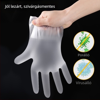Beirun egyszer használatos TPE kesztyűk, élelmiszer-minőségűek, olajálló, vastagság 1, nem biológiilag lebomló, 100 darab