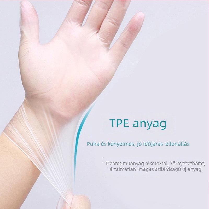 Beirun egyszer használatos TPE kesztyűk, élelmiszer-minőségűek, olajálló, vastagság 1, nem biológiilag lebomló, 100 darab