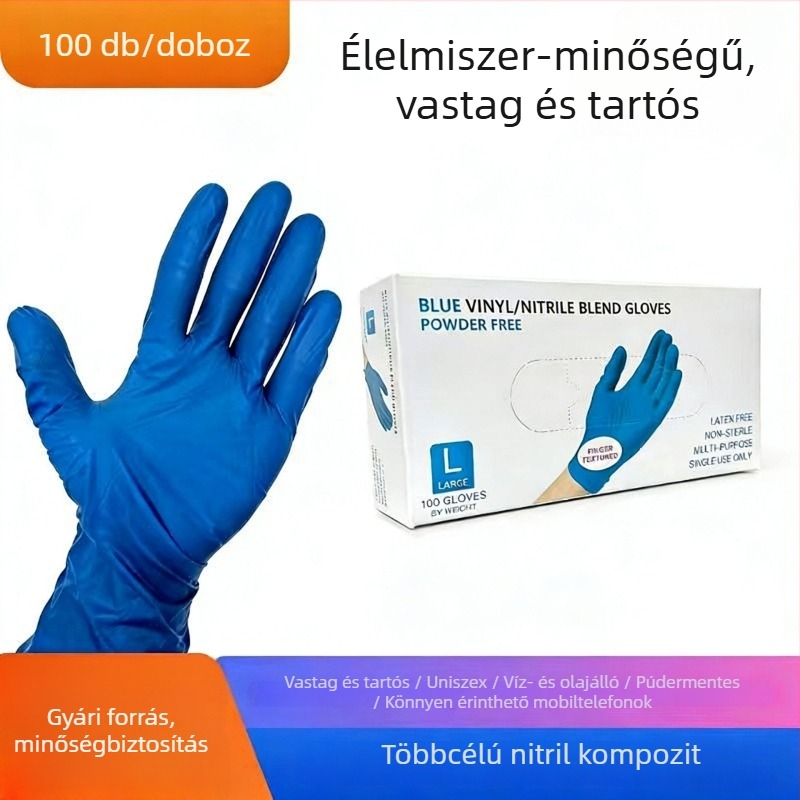 Egyszer használatos kompozit nitril- és latexkesztyűk, megerősítettek, nagy rugalmassággal, sütéshez, élelmiszer-minőségű nitril kesztyűk, védő kesztyűk