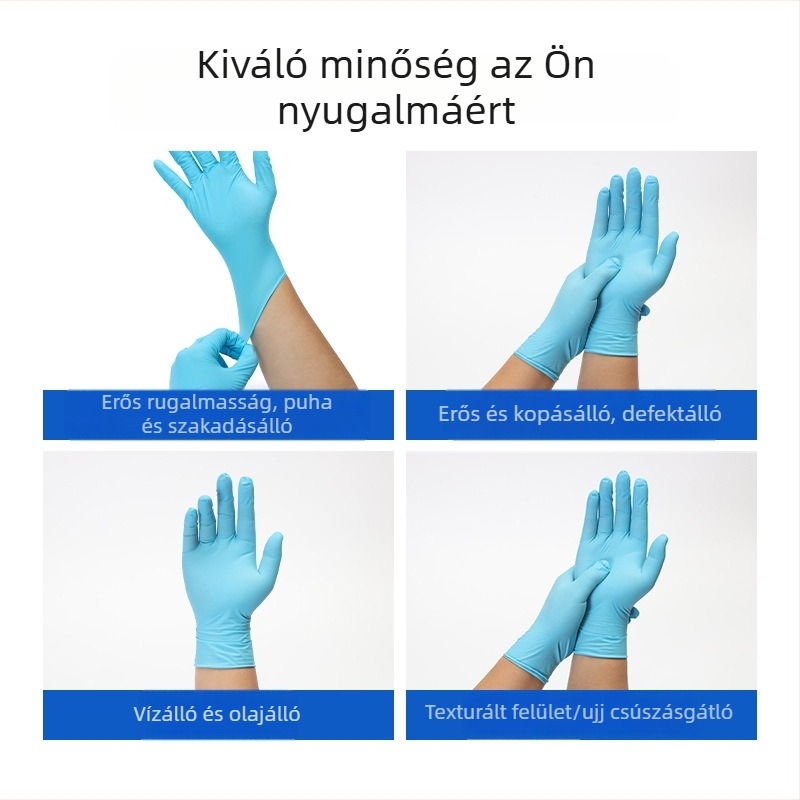 Egyszer használatos vastag nitril kesztyűk fogászati vizsgálatokhoz és élelmiszerbiztonsági használatra