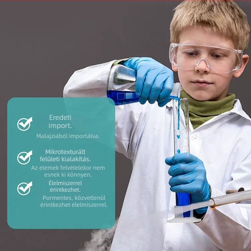 Gyermekeknek szánt egyszer használatos nitril kesztyűk, élelmiszer-minőségű, festéshez és otthoni használatra, méretek XS–S, 4 színben