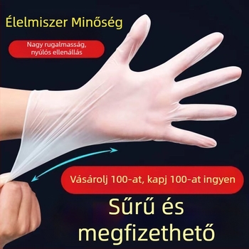 TPE élelmiszer-minőségű egyszer használatos kesztyűk főzéshez, átlátszó, csúszásmentes, 0,1 mm vastagság, sütéshez és tészta dagasztásához