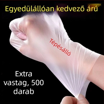 TPE élelmiszer-minőségű egyszer használatos kesztyűk főzéshez, átlátszó, csúszásmentes, 0,1 mm vastagság, sütéshez és tészta dagasztásához