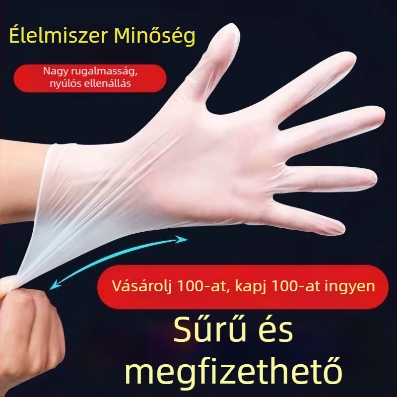 TPE élelmiszer-minőségű egyszer használatos kesztyűk főzéshez, átlátszó, csúszásmentes, 0,1 mm vastagság, sütéshez és tészta dagasztásához