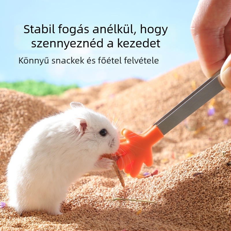 Hamster etető klipe – harapás elleni interaktív játék a unalom elűzésére, 304 rozsdamentes acélból, nassolnivalók és mealworms