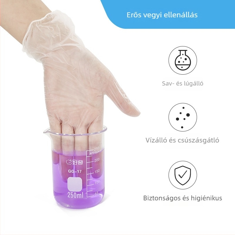 9 hüvelykes egyszer használatos PVC kesztyűk laboratóriumi, háztartási és élelmiszer-feldolgozási feladatokra (100 darabos készlet)