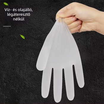 Egyszer használatos PVC kesztyűk élelmiszer-kezeléshez és cateringhez, átlátszó, 0,05–0,1 mm vastagság, élelmiszer-minőségű, 10 doboz kartononként