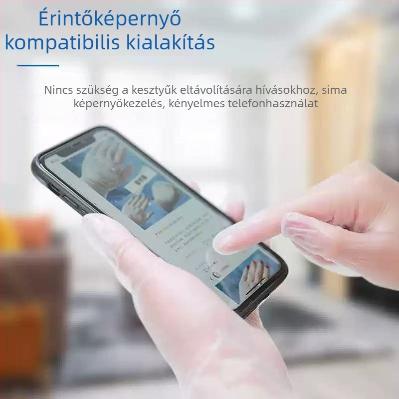 Egyszer használatos PVC kesztyűk élelmiszer-kezeléshez és cateringhez, átlátszó, 0,05–0,1 mm vastagság, élelmiszer-minőségű, 10 doboz kartononként