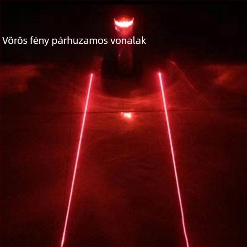 Hegyikerékpár világítás lézeres hátsó fény, figyelmeztető LED és nyeregvilágítás éjszakai kerékpározáshoz