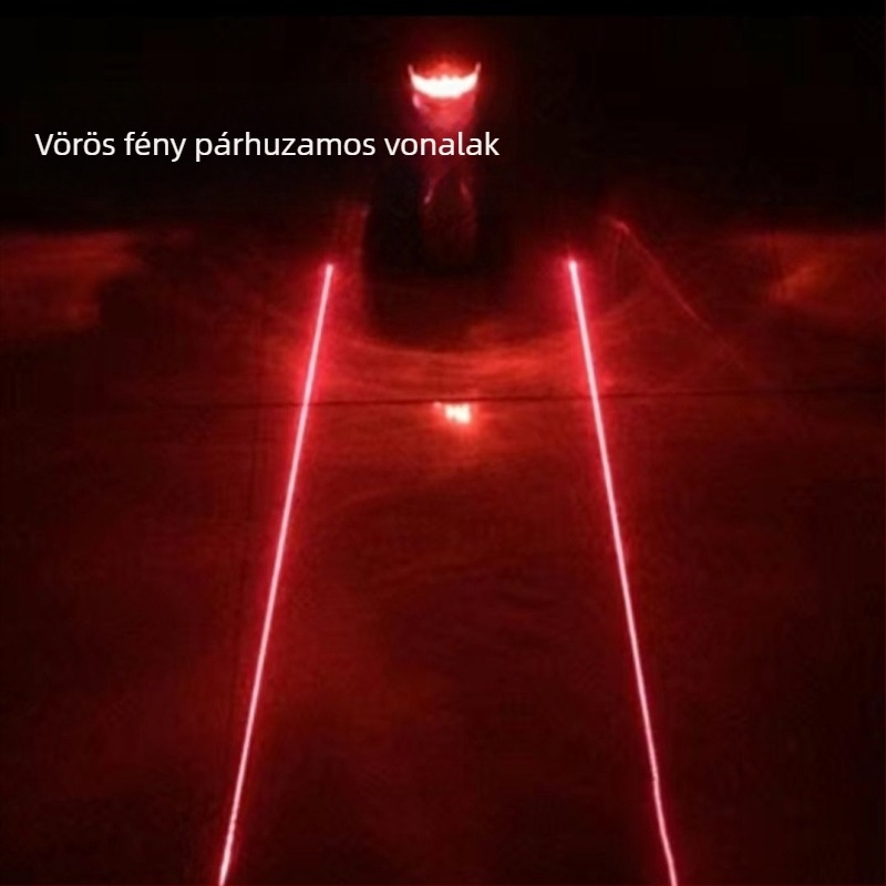 Hegyikerékpár világítás lézeres hátsó fény, figyelmeztető LED és nyeregvilágítás éjszakai kerékpározáshoz