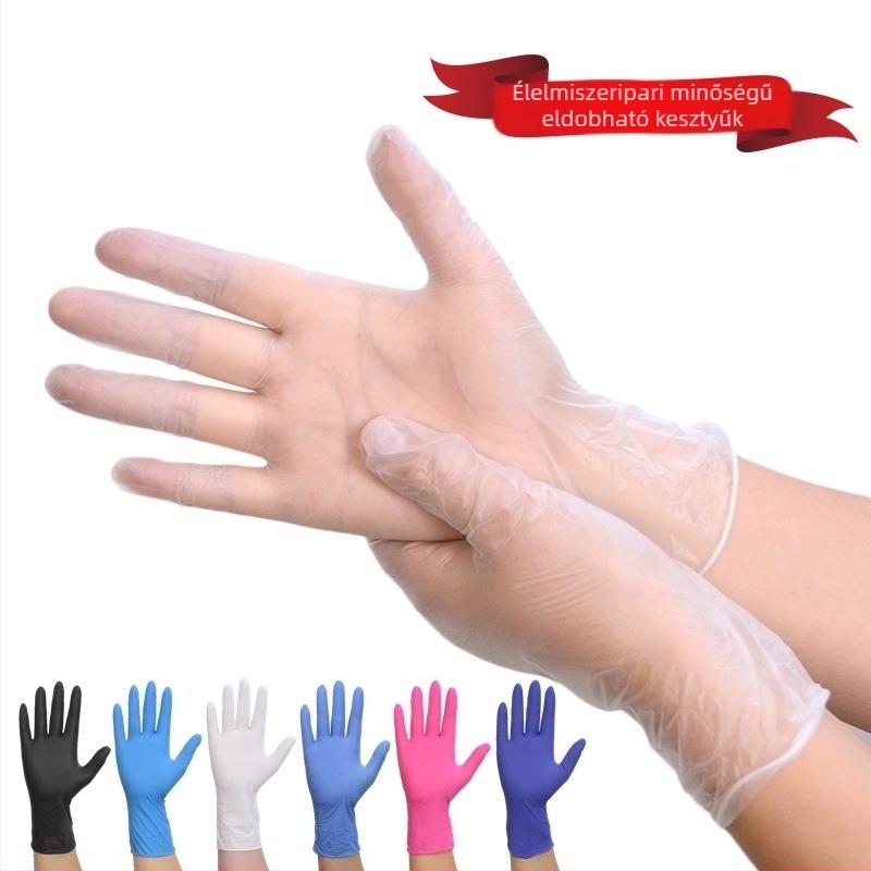 Egyszer használatos kesztyű PVC/lateks, pormentes, vékony, élelmiszeripar, catering, sütés, ellenőrzés, védelem, kozmetika